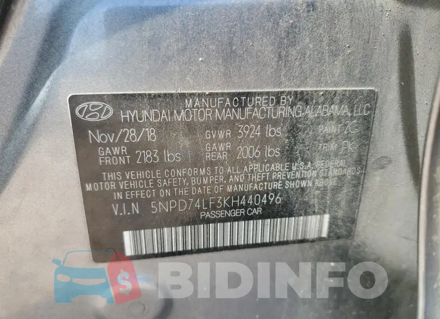 5NPD74LF3KH440496 Photo# 12