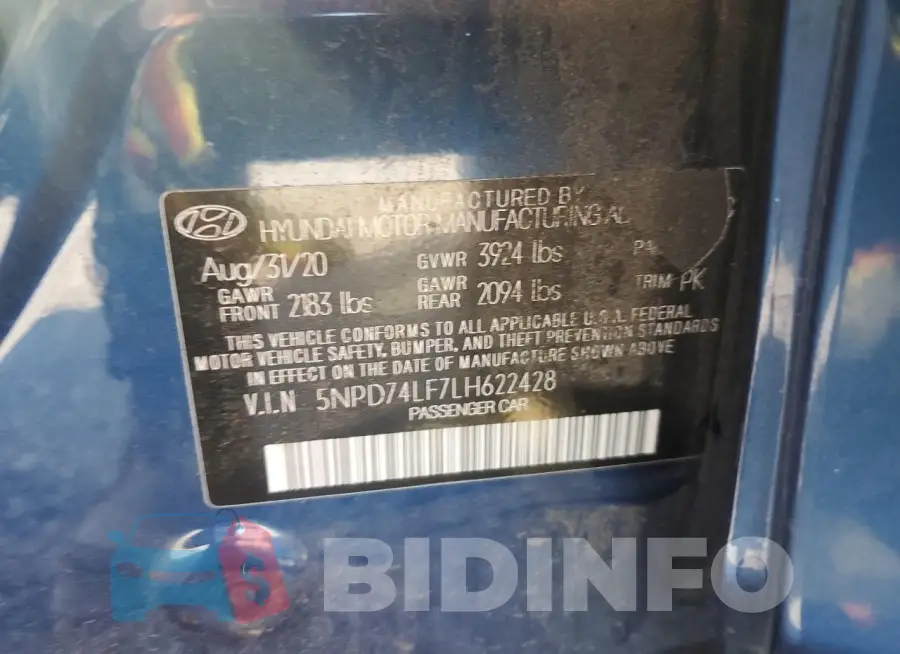 5NPD74LF7LH622428 Photo# 12