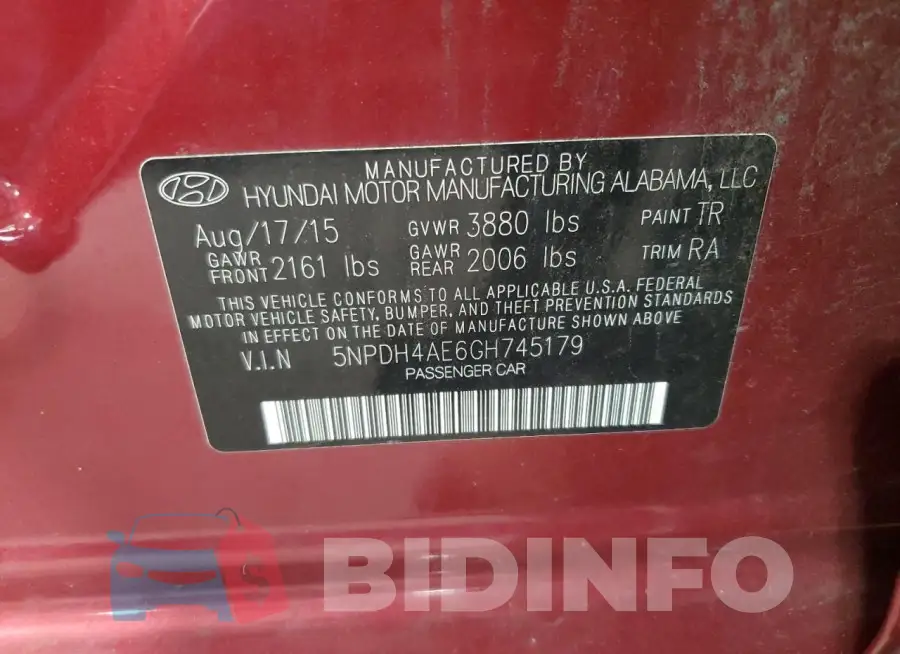 5NPDH4AE6GH745179 Photo# 12