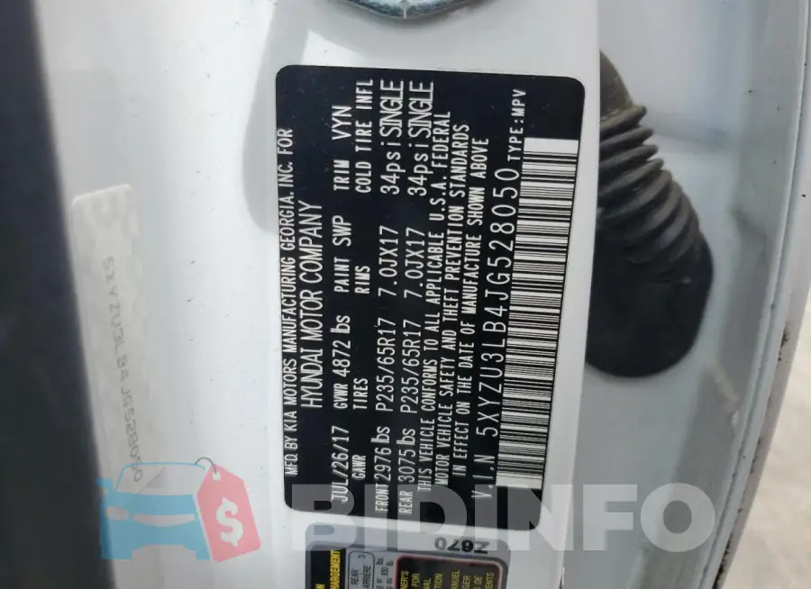 5XYZU3LB4JG528050 Photo# 13