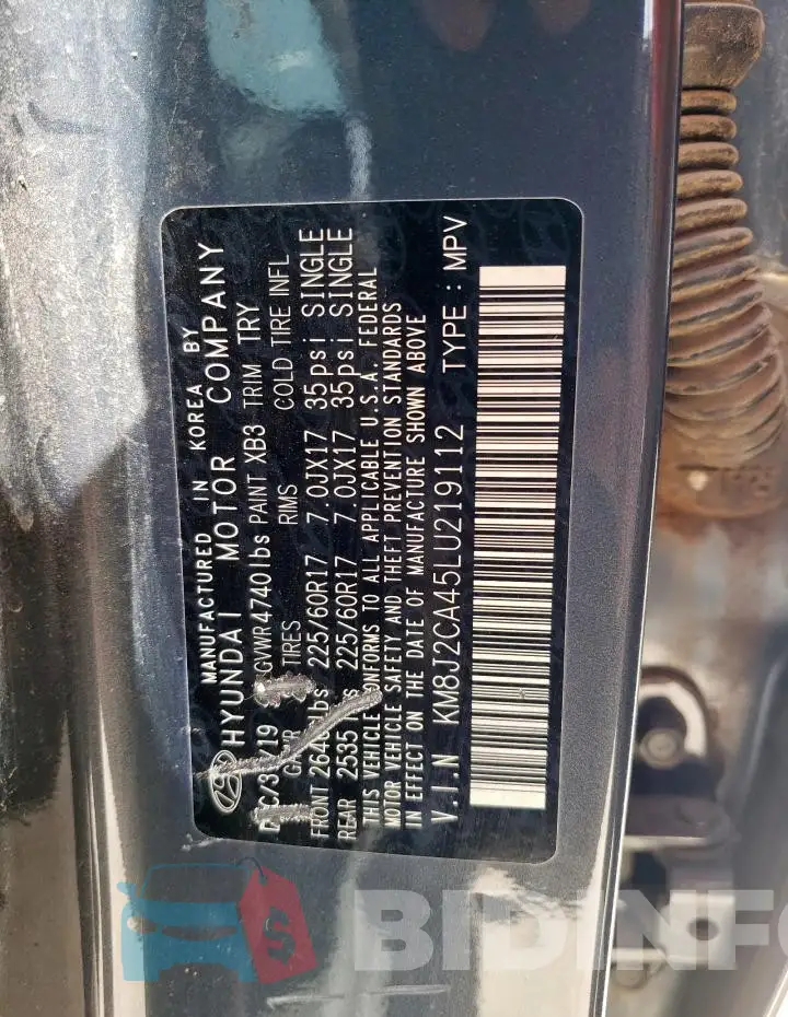 KM8J2CA45LU219112 Photo# 13