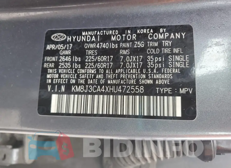 KM8J3CA4XHU472558 Photo# 12