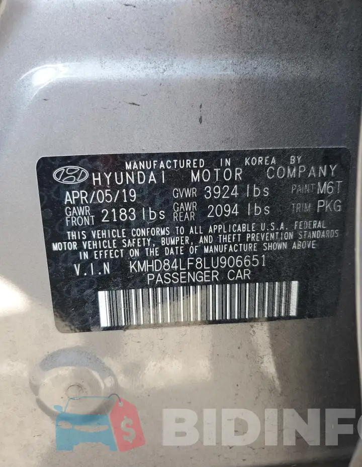 KMHD84LF8LU906651 Photo# 12