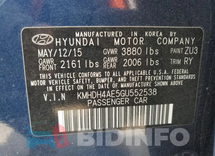 KMHDH4AE5GU552538 Photo# 12