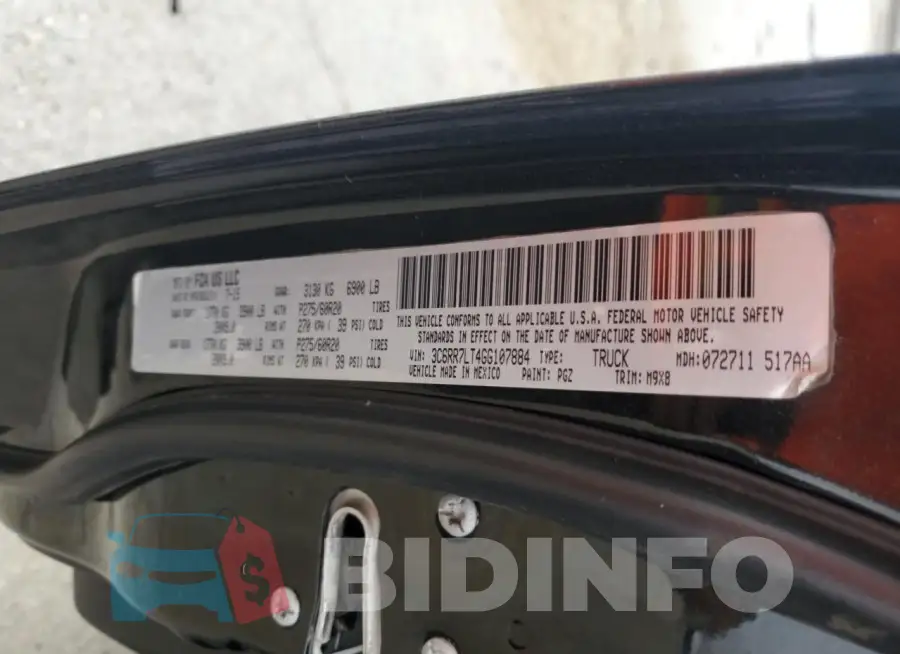 3C6RR7LT4GG107884 Photo# 13