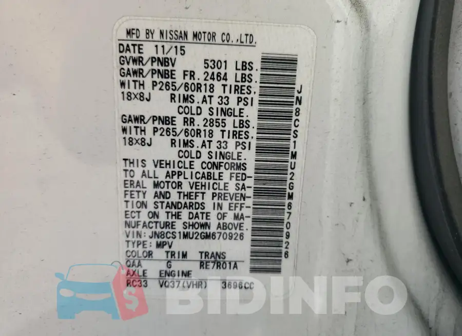 JN8CS1MU2GM670926 Photo# 13