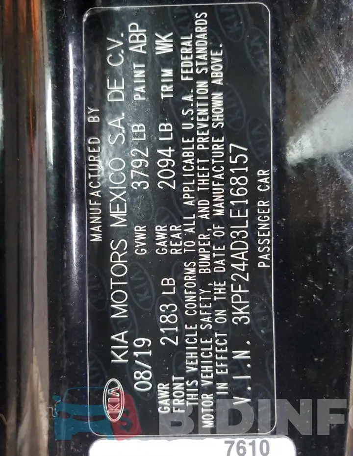 3KPF24AD3LE168157 Photo# 13