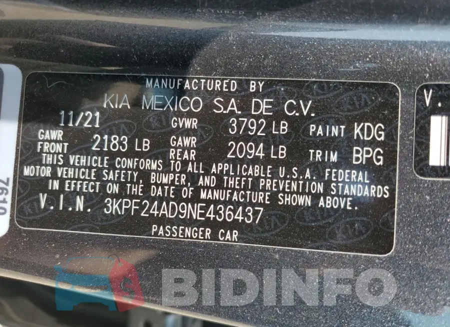 3KPF24AD9NE436437 Photo# 13