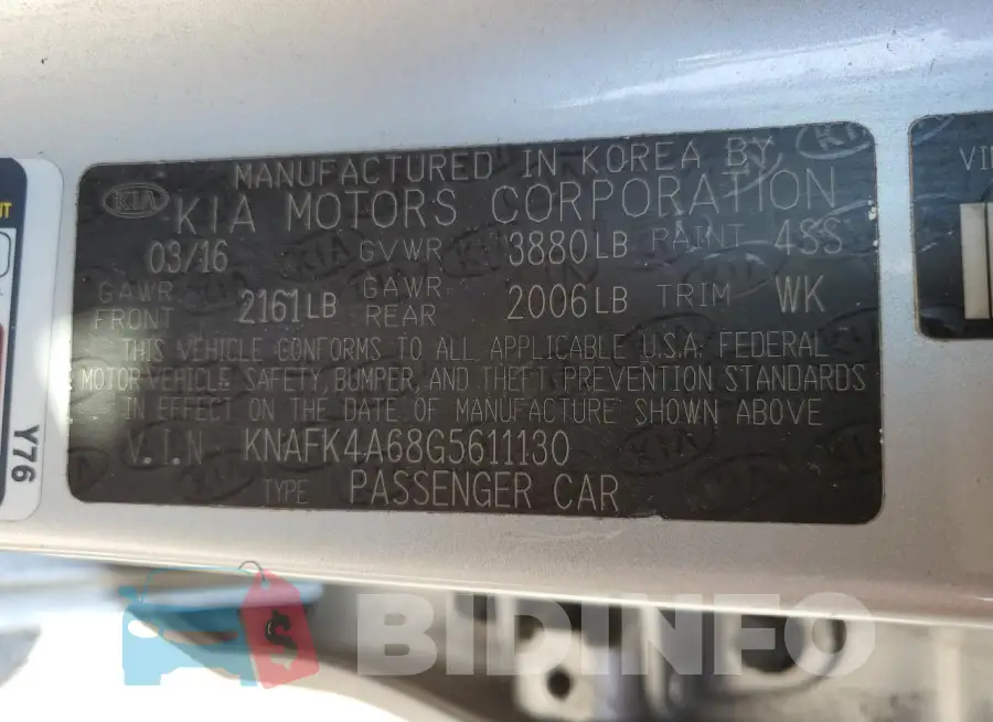 KNAFK4A68G5611130 Photo# 13