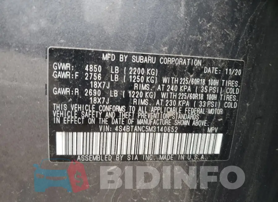 4S4BTANC5M3140652 Photo# 13
