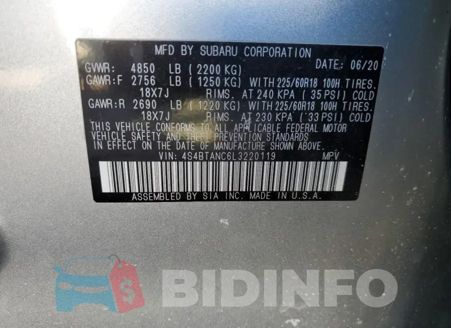 4S4BTANC6L3220119 Photo# 12