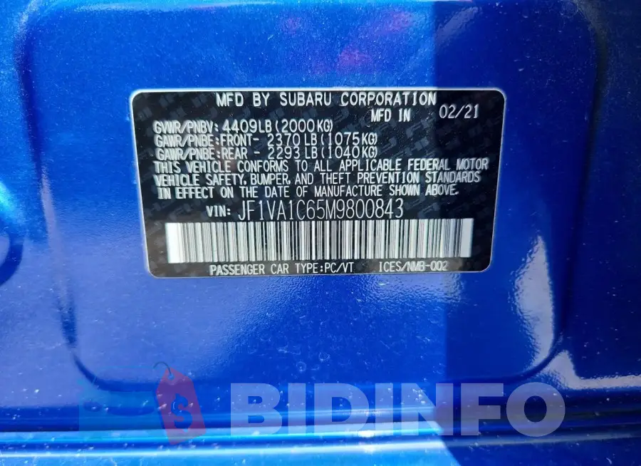 JF1VA1C65M9800843 Photo# 12
