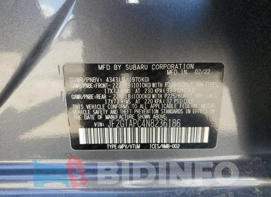 JF2GTAPC4N8236186 Photo# 14