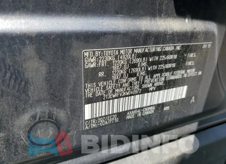2T3EWRFV3KW040972 Photo# 14