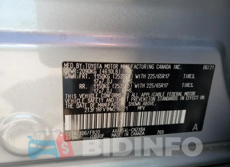 2T3F1RFV1MW216021 Photo# 14