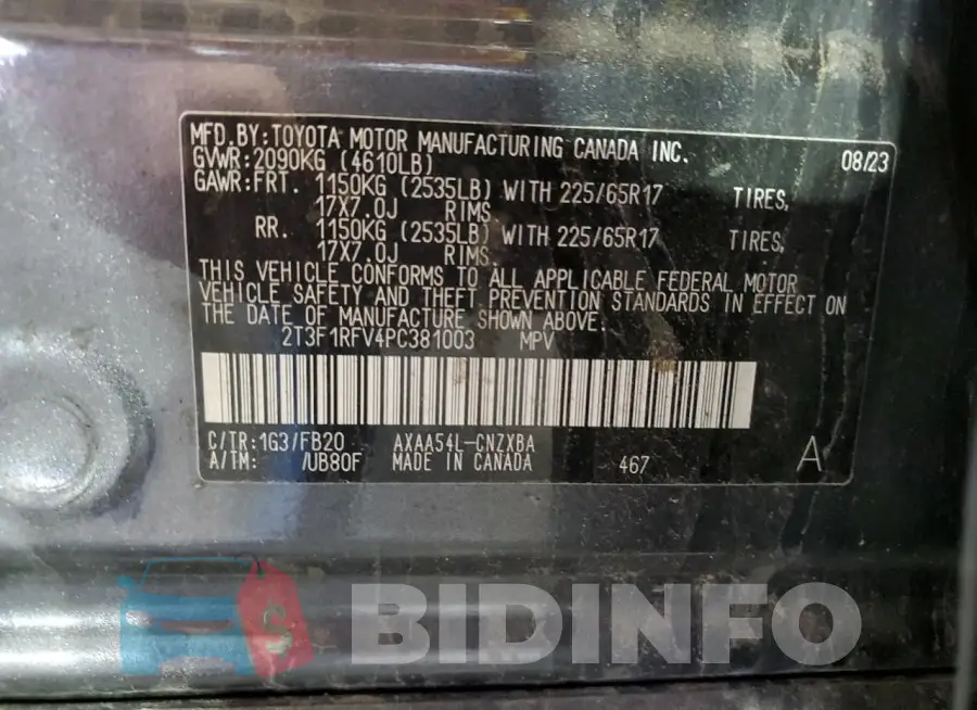 2T3F1RFV4PC381003 Photo# 13