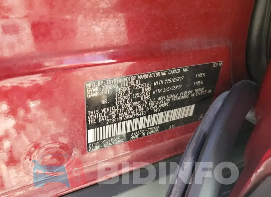 2T3K1RFV8KW015440 Photo# 13