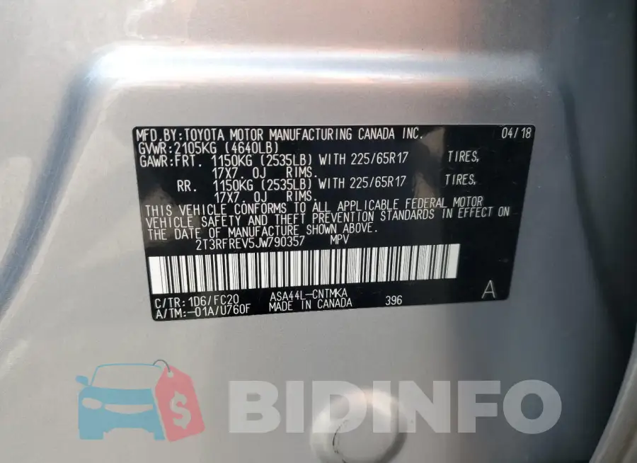 2T3RFREV5JW790357 Photo# 13