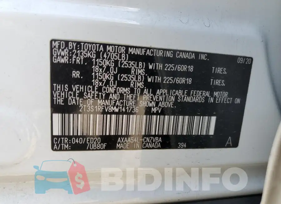2T3S1RFV8MW141736 Photo# 12