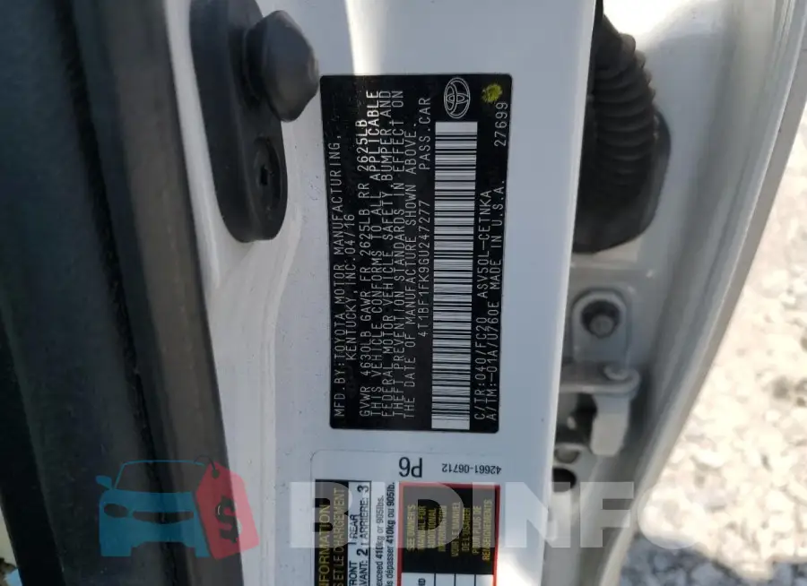 4T1BF1FK9GU247277 Photo# 12