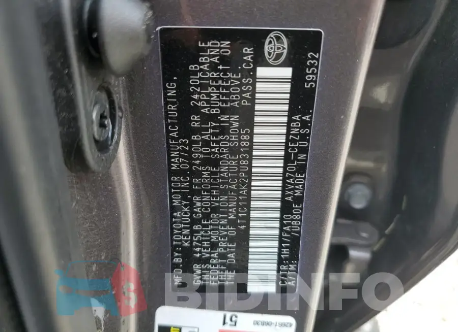 4T1C11AK2PU831885 Photo# 12