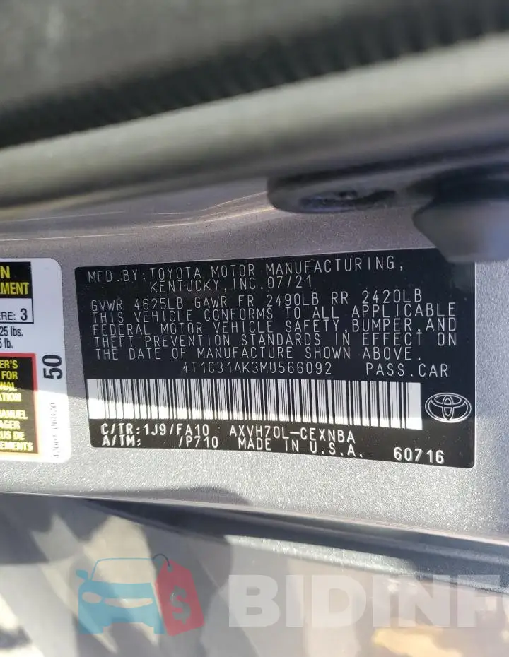 4T1C31AK3MU566092 Photo# 13