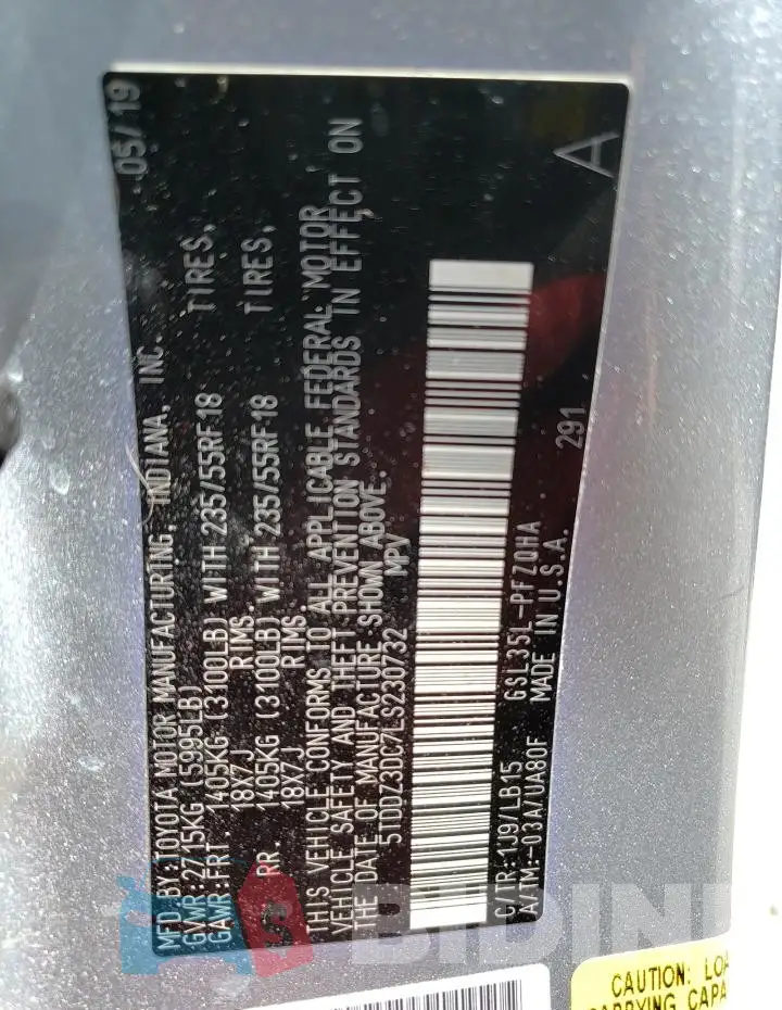 5TDDZ3DC7LS230732 Photo# 14