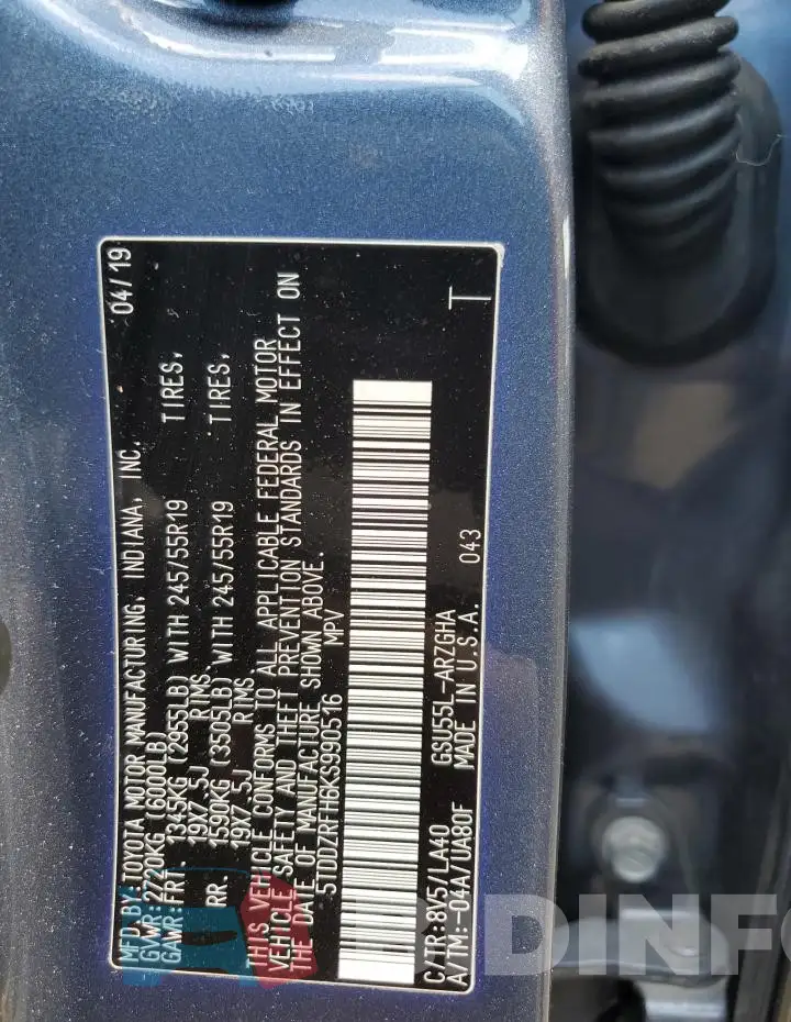 5TDDZRFH6KS990516 Photo# 14