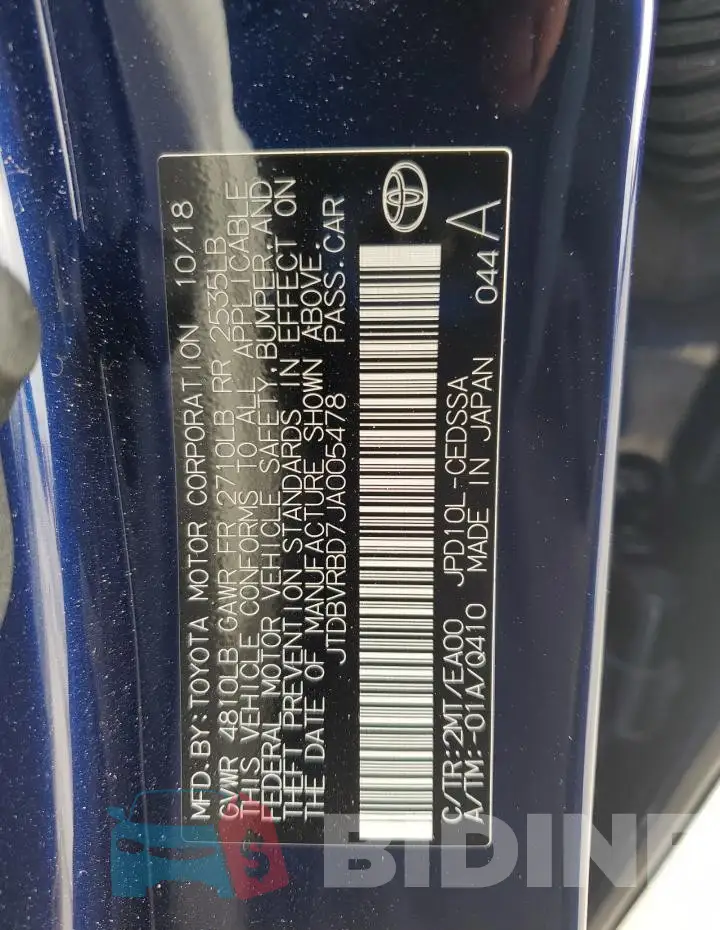 JTDBVRBD7JA005478 Photo# 12
