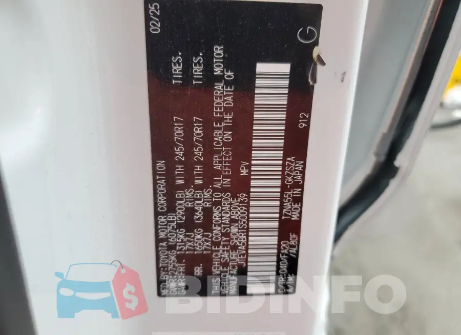 JTEVA5BR1S5009139 Photo# 13