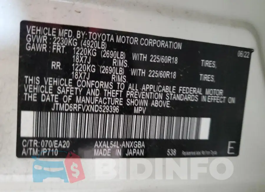 JTMD6RFVXND529396 Photo# 12