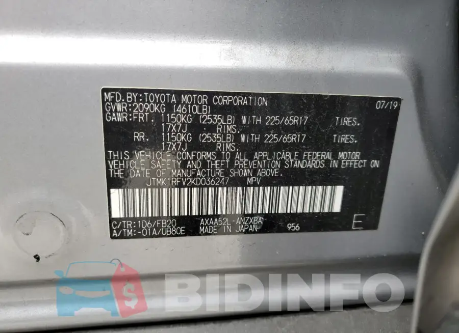 JTMK1RFV2KD036247 Photo# 13