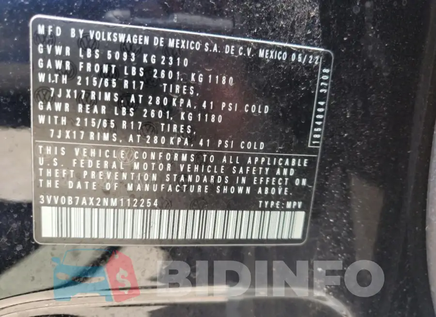 3VV0B7AX2NM112254 Photo# 13