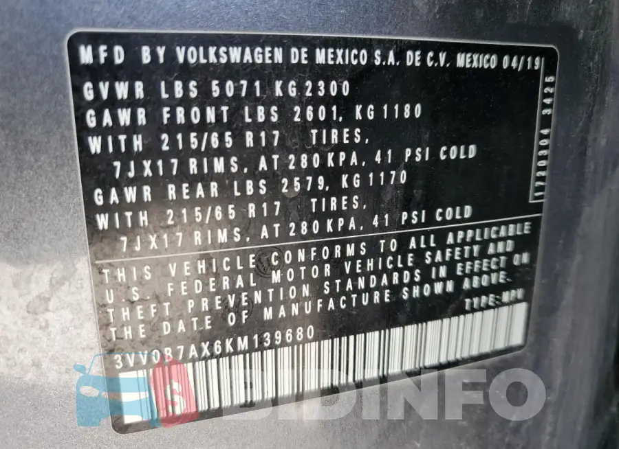 3VV0B7AX6KM139680 Photo# 12