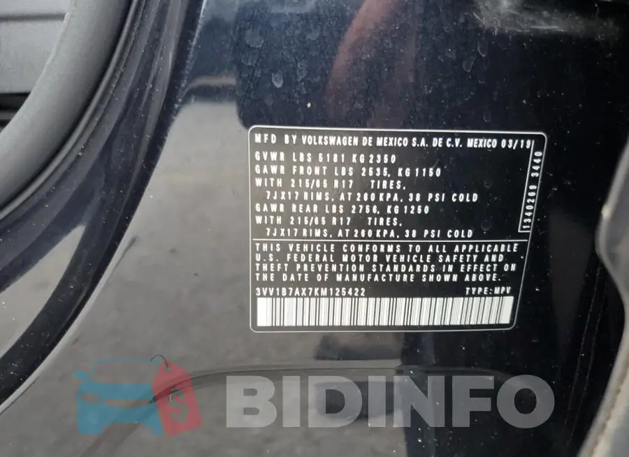 3VV1B7AX7KM125422 Photo# 12