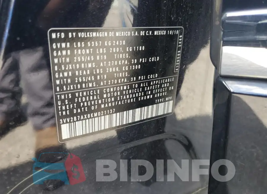 3VV2B7AX8KM021137 Photo# 13