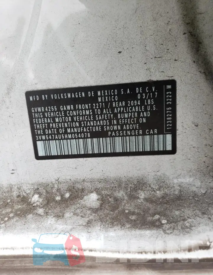 3VW547AU5HM054078 Photo# 13