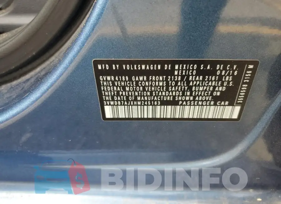 3VWDB7AJXHM245163 Photo# 12