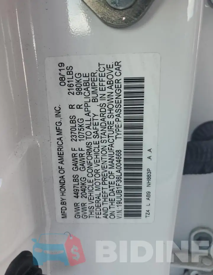 19UUB1F36LA004668 Photo# 12