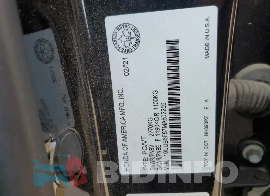 19UUB6F57MA802256 Photo# 12