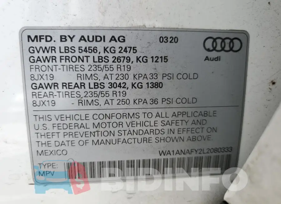 WA1ANAFY2L2080333 Photo# 14