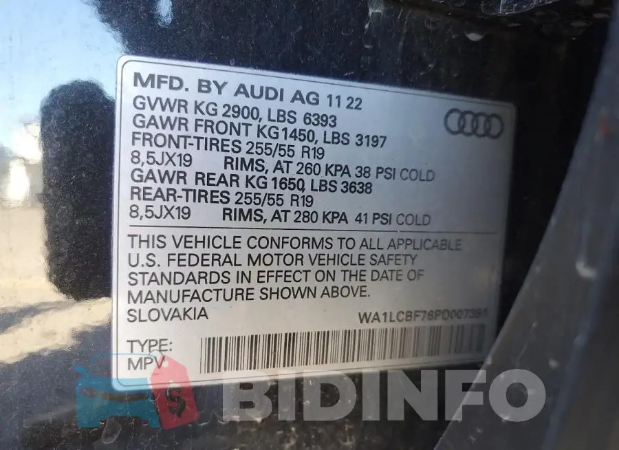 WA1LCBF76PD007391 Photo# 12
