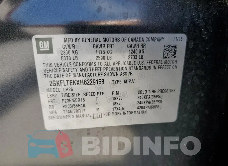 2GKFLTEKXH6229158 Photo# 13