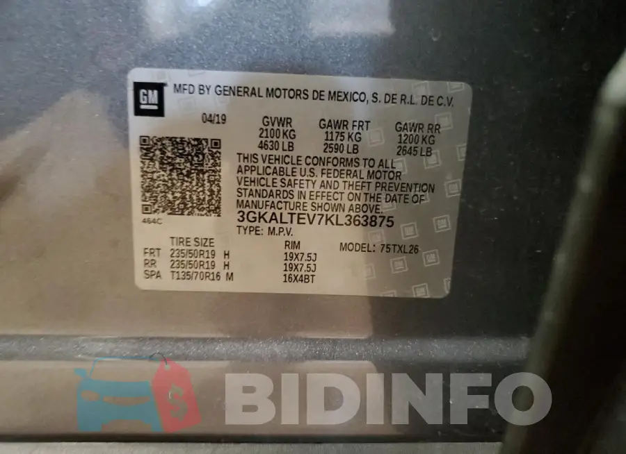 3GKALTEV7KL363875 Photo# 14