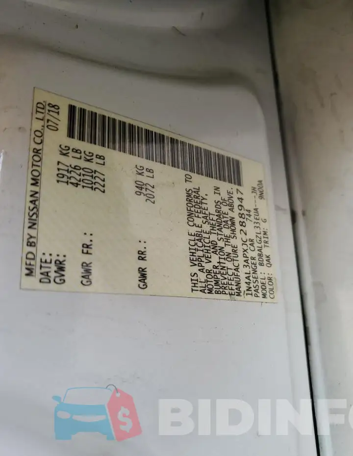 1N4AL3APXJC288947 Photo# 12