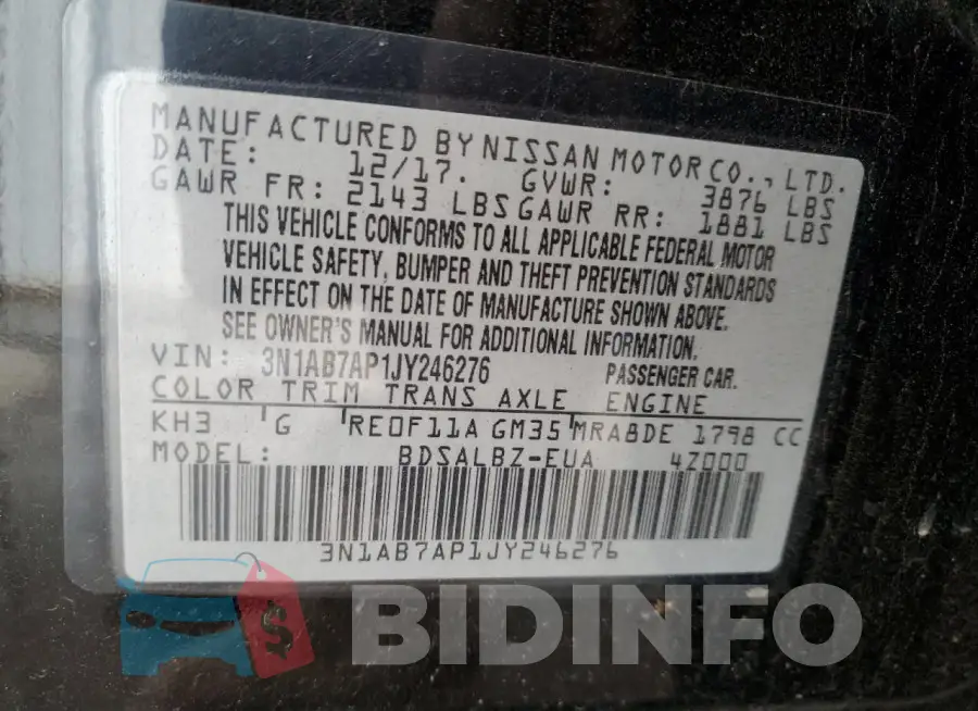 3N1AB7AP1JY246276 Photo# 13