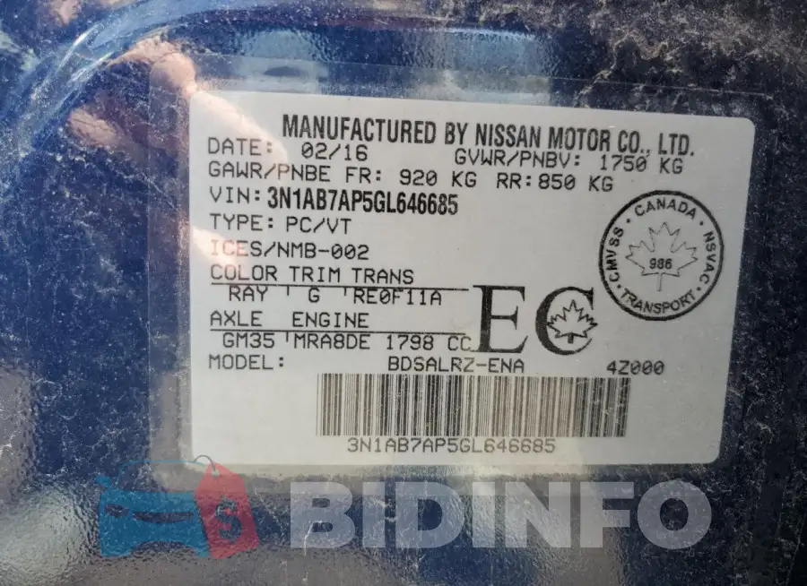 3N1AB7AP5GL646685 Photo# 13