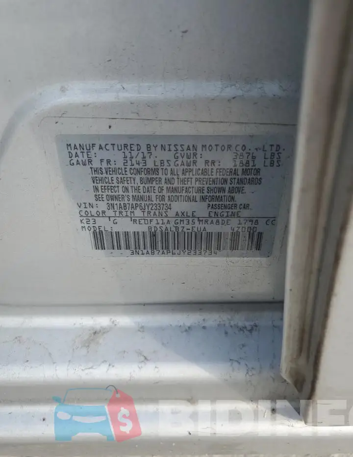 3N1AB7AP6JY233734 Photo# 13