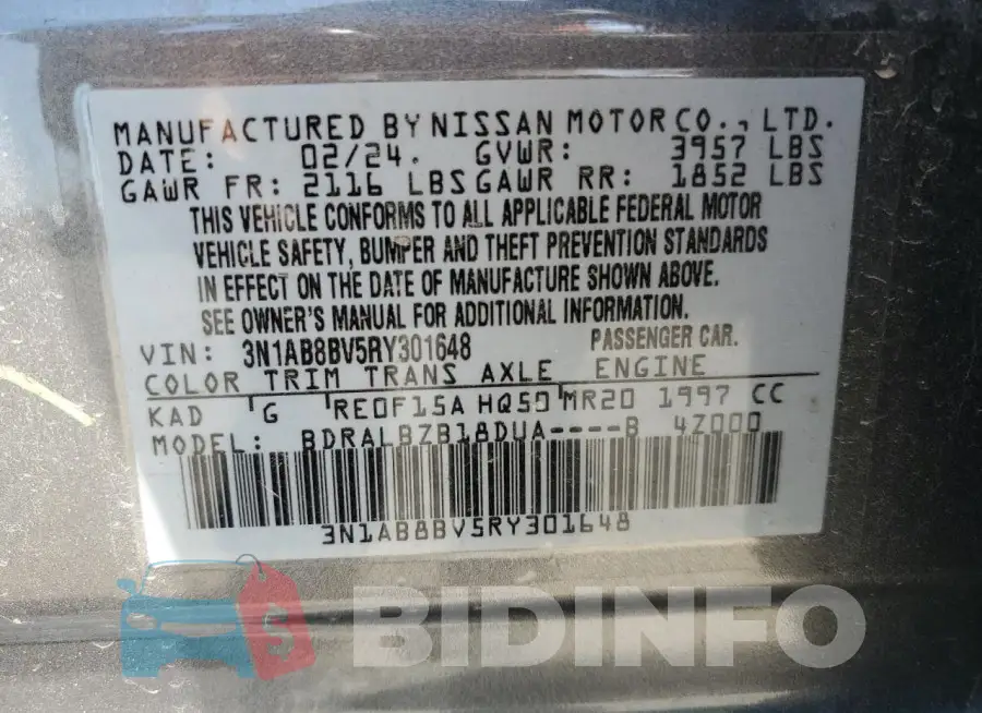 3N1AB8BV5RY301648 Photo# 13