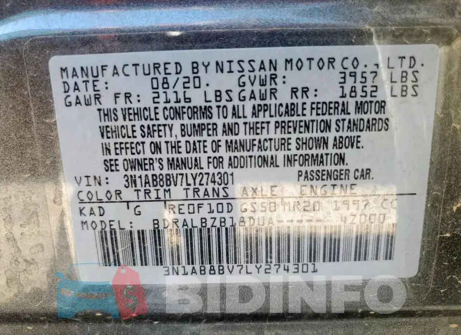 3N1AB8BV7LY274301 Photo# 12